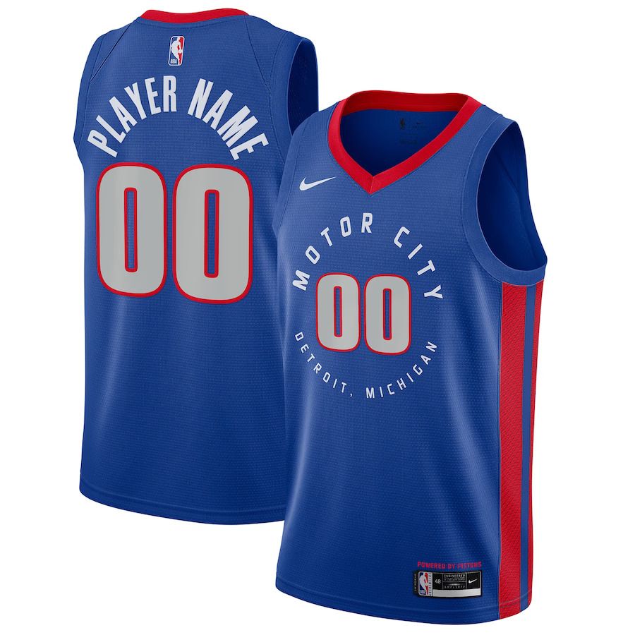 Men Detroit Pistons Nike Blue City Edition Swingman Custom NBA Jersey->youth nba jersey->Youth Jersey